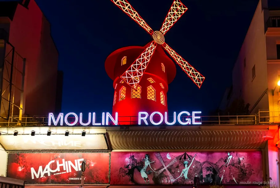 Moulin Rouge dinner show-biljetter med champagne och returtransport i Paris