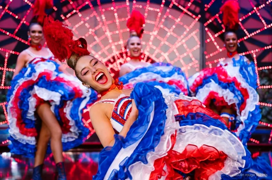 Moulin Rouge dinner show tickets with three-course French menu in Paris